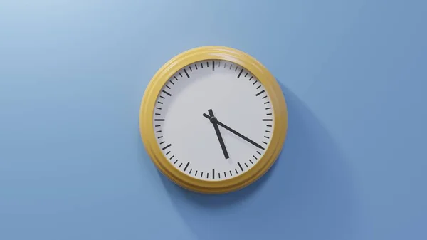 Glossy Orange Clock Blue Wall Twenty Five Time — Stock Photo, Image