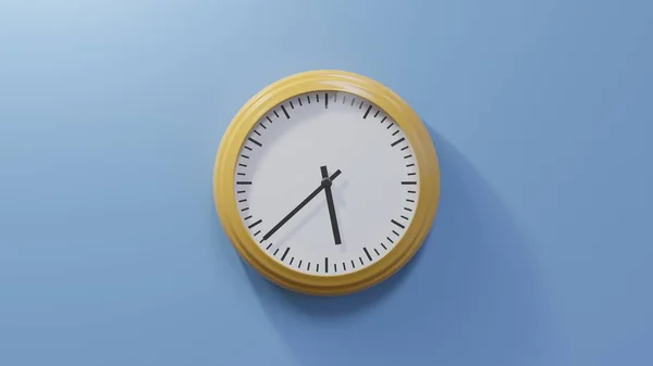 Glossy Orange Clock Blue Wall Thirty Eight Five Time — Stock Photo, Image