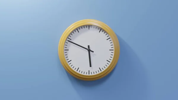 Glossy Orange Clock Blue Wall Forty Nine Five Time — Stock Photo, Image