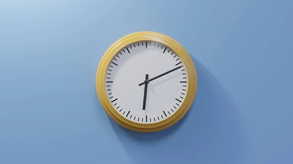 Glossy Orange Clock Blue Wall Eleven Six Time — Stock Photo, Image