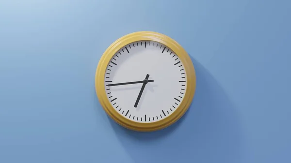Glossy Orange Clock Blue Wall Forty Four Six Time — Stock Photo, Image