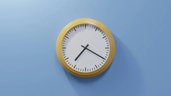 Glossy Orange Clock Blue Wall Twenty Seven Time — Stock Photo, Image