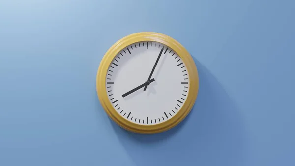 Glossy Orange Clock Blue Wall Four Eight Time — Stock Photo, Image