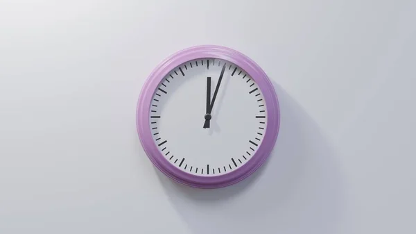 Glänzend Rosa Uhr Einer Weißen Wand Drei Nach Zwölf Ist — Stockfoto