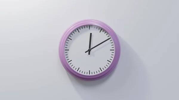 Glänzend Rosa Uhr Einer Weißen Wand Zehn Nach Zwölf Ist — Stockfoto