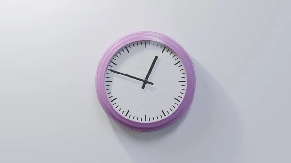 Glossy Pink Clock White Wall Forty Eight Twelve Time — Stock Photo, Image