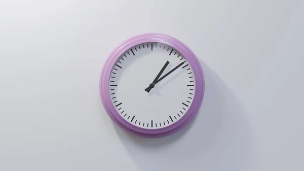 Relógio Rosa Brilhante Numa Parede Branca Nove Uma Tempo — Fotografia de Stock