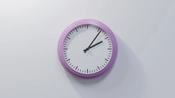 Glänzend Rosa Uhr Einer Weißen Wand Sechs Nach Zwei Ist — Stockfoto