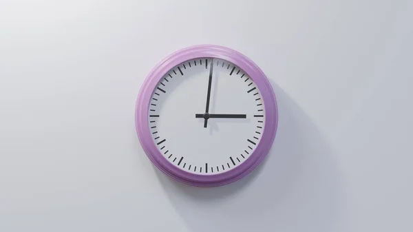 Relógio Cor Rosa Brilhante Numa Parede Branca Três Meia Tempo — Fotografia de Stock