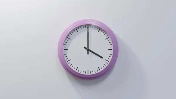 Relógio Rosa Brilhante Uma Parede Branca Quatro Horas Hora — Fotografia de Stock