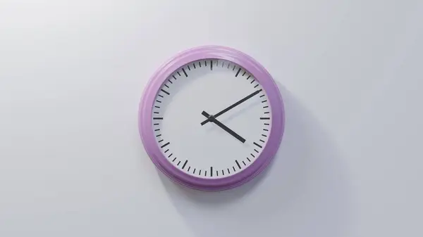 Glossy Pink Clock White Wall Ten Four Time — Stock Photo, Image