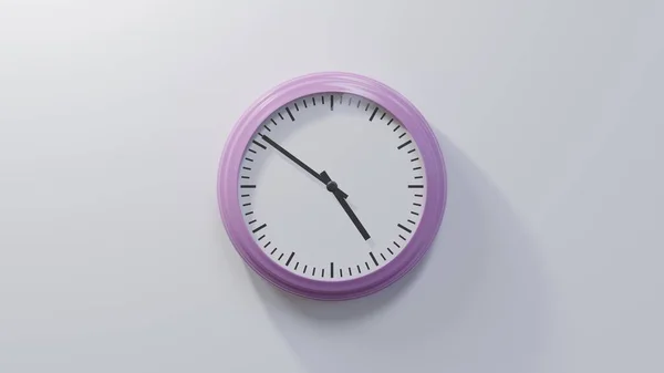 Glossy Pink Clock White Wall Fifty One Four Time — Stock Photo, Image