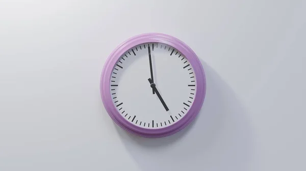 Glossy Pink Clock White Wall Fifty Nine Four Time — Stock Photo, Image