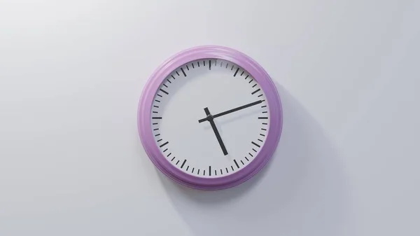 Glossy Pink Clock White Wall Twelve Five Time — Stock Photo, Image