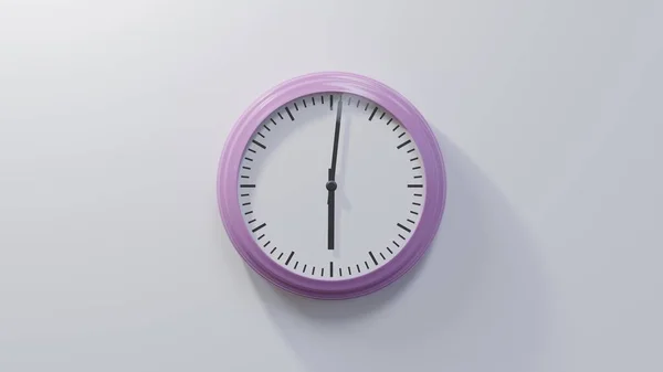 Reloj Rosa Brillante Una Pared Blanca Las Seis Media Hora — Foto de Stock