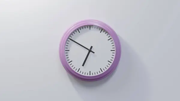 Glossy Pink Clock White Wall Ten Seven Time — Stock Photo, Image