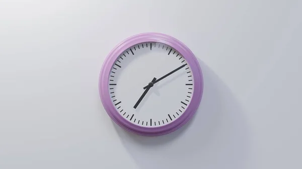 Glossy Pink Clock White Wall Ten Seven Time — Stock Photo, Image