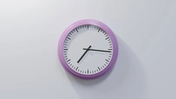 Relógio Cor Rosa Brilhante Numa Parede Branca Tempo — Fotografia de Stock