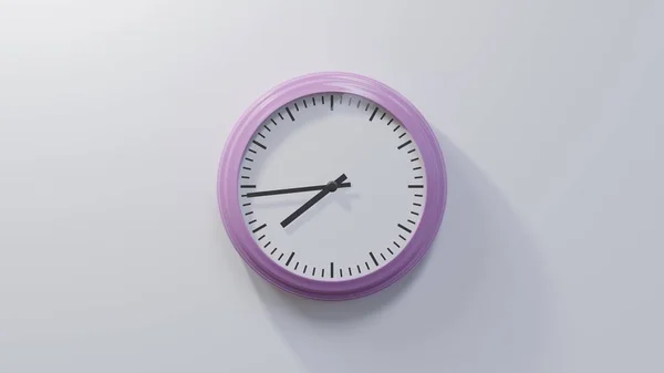 Glossy Pink Clock White Wall Forty Four Seven Time — Stock Photo, Image