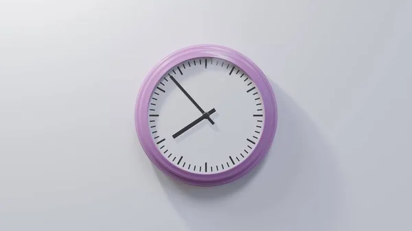 Glossy Pink Clock White Wall Fifty Three Seven Time — Stock Photo, Image