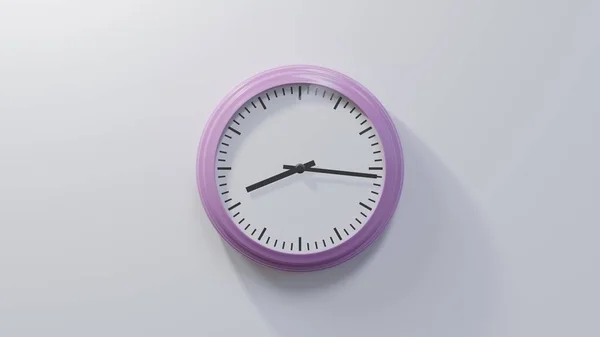 Glossy Pink Clock White Wall Sixteen Eight Time — Stock Photo, Image