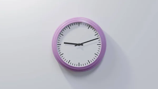 Glänzend Rosa Uhr Einer Weißen Wand Zwölf Nach Neun Ist — Stockfoto