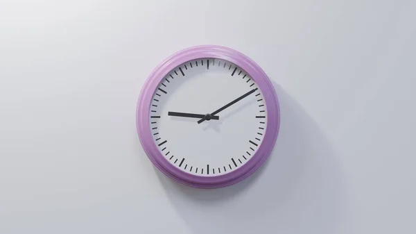 9点10分 白墙上光滑的粉红钟表 时间是09 10或21 — 图库照片