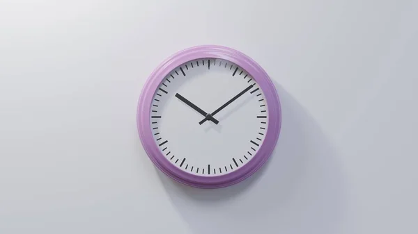 Glossy Pink Clock White Wall Nine Ten Time — Stock Photo, Image
