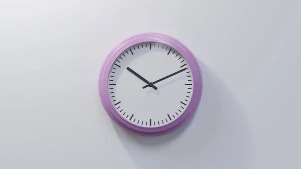 Glänzend Rosa Uhr Einer Weißen Wand Elf Nach Zehn Ist — Stockfoto