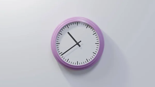 Relógio Rosa Brilhante Uma Parede Branca Trinta Nove Dez Tempo — Fotografia de Stock