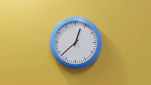 Glossy Blue Clock Orange Wall Thirty Eight Twelve Time — Stock Photo, Image