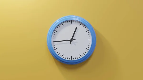 Glossy Blue Clock Orange Wall Forty Four Twelve Time — Stock Photo, Image