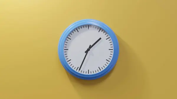 Glossy Blue Clock Orange Wall Thirty Four One Time — Stock Photo, Image