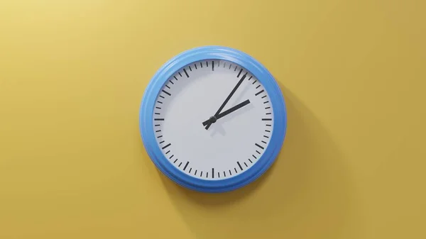 Glossy Blue Clock Orange Wall Six Two Time — Stock Photo, Image