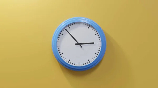 Glossy Blue Clock Orange Wall Fifty Three Two Time — Stock Photo, Image