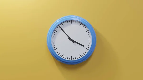 Glossy Blue Clock Orange Wall Fifty Three Three Time — Stock Photo, Image