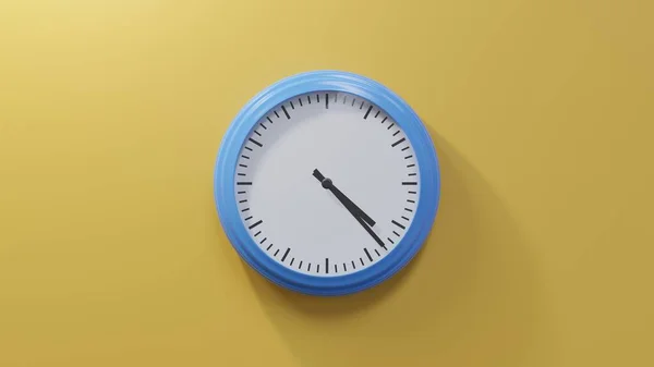 Glossy Blue Clock Orange Wall Twenty Three Four Time — Stock Photo, Image