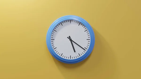 Glossy Blue Clock Orange Wall Twenty One Five Time — Stock Photo, Image