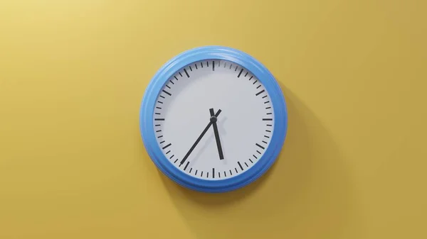 Orologio Blu Lucido Una Parete Arancione Alle Tempo — Foto Stock