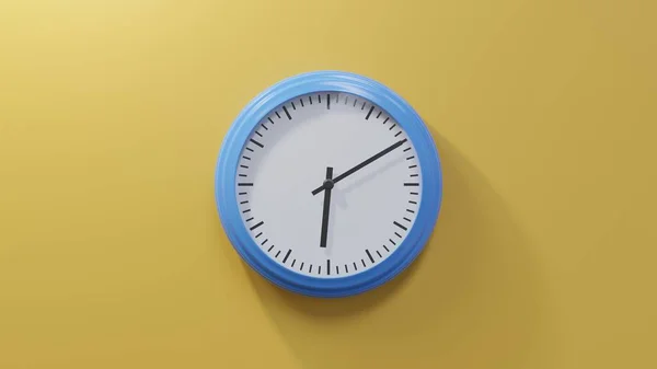 Glossy Blue Clock Orange Wall Ten Six Time — Stock Photo, Image