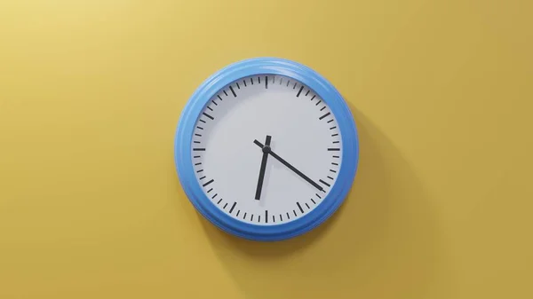 Glossy Blue Clock Orange Wall Twenty One Six Time — Stock Photo, Image