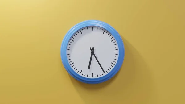 Glossy Blue Clock Orange Wall Twenty Five Six Time — Stock Photo, Image