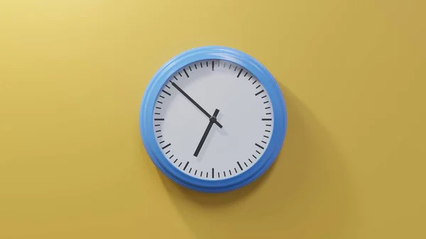 Glossy Blue Clock Orange Wall Fifty Two Six Time — Stock Photo, Image