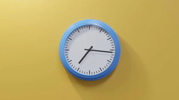 Glossy Blue Clock Orange Wall Sixteen Seven Time — Stock Photo, Image