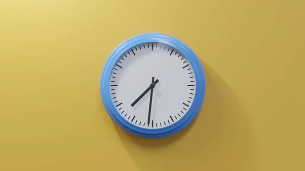 Glossy Blue Clock Orange Wall Thirty One Seven Time — Stock Photo, Image