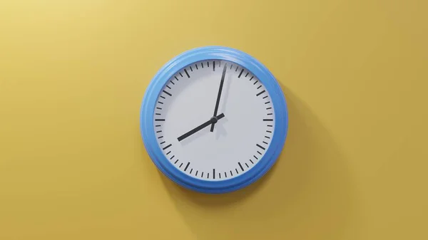 Glossy Blue Clock Orange Wall Two Eight Time — Stock Photo, Image