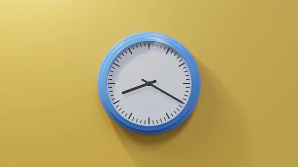 Glossy Blue Clock Orange Wall Twenty Eight Time — Stock Photo, Image