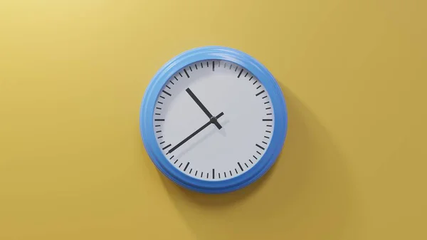 Glänzend Blaue Uhr Einer Orangefarbenen Wand Neununddreißig Nach Zehn Ist — Stockfoto