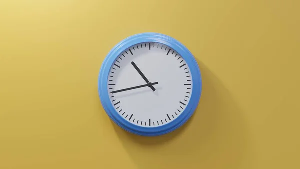 Glossy Blue Clock Orange Wall Forty Three Ten Time — Stock Photo, Image