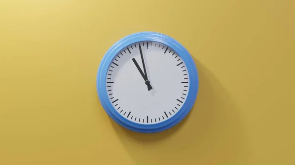 Glossy Blue Clock Orange Wall Fifty Eight Ten Time — Stock Photo, Image